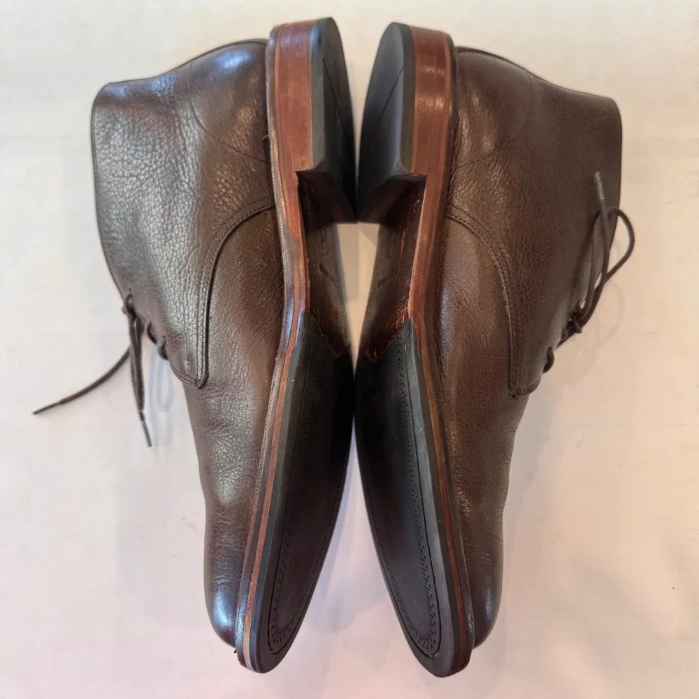 Cole Haan Men 9.5 M Brown Pebbled Leather Chukka Boots C22941 Lace Up Ankle